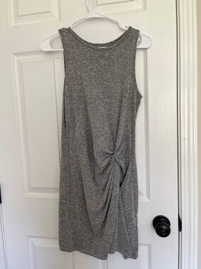 Abercrombie & Fitch Gray Sleeveless Midi Dress with Side Twist
